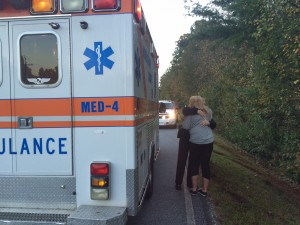 HCSO Lt. Tonya Elrod comforts Banks' mother shortly after the accident.