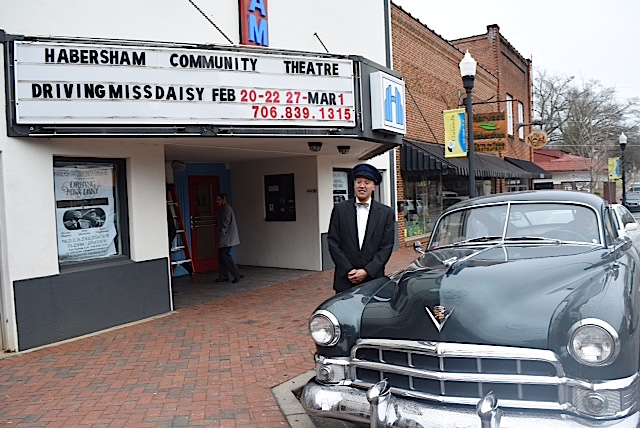 arts&entertainment-bruce martin with driving miss daisy cadillac car