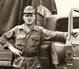 Bob Justus & mail truck, Pleiku AB, Vietnam, 9-4-1965