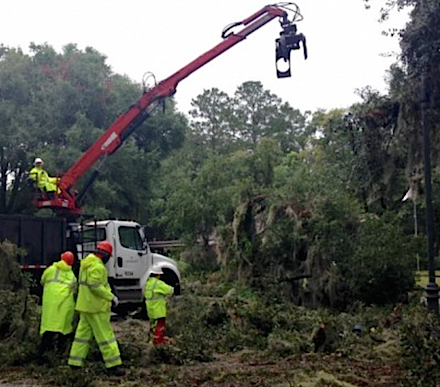 Utility crews in Savannah