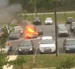 Car fire lights up HCHS parking lot and social media