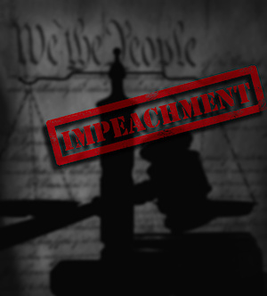 Impeachment legal gavel and US Constitution