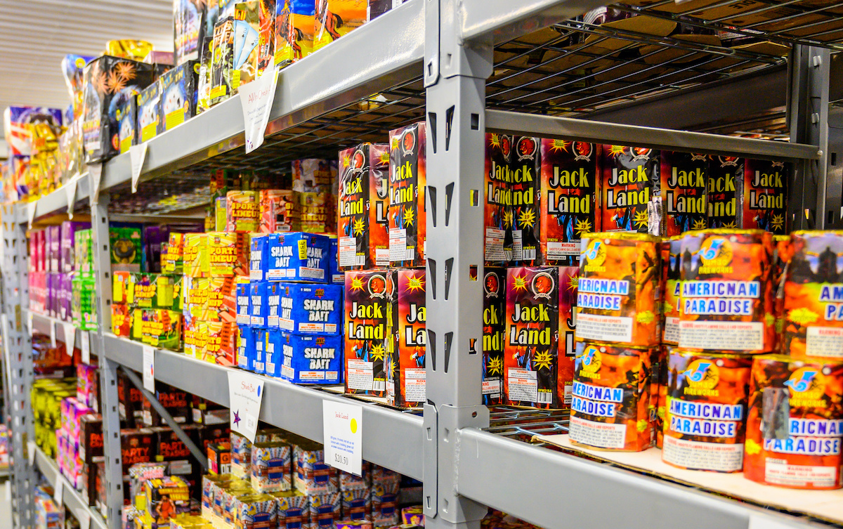 fireworks on store shelf