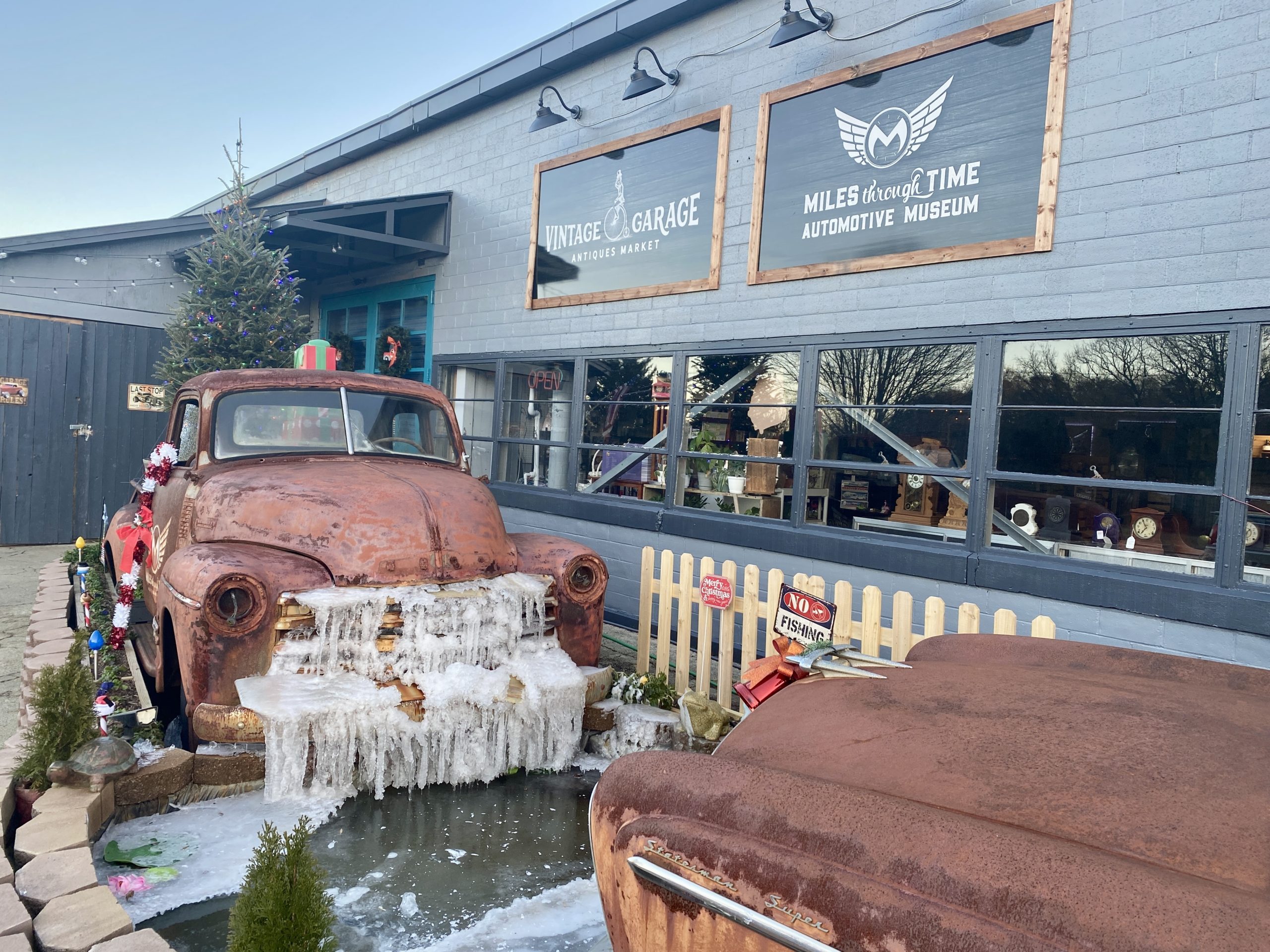 Miles Through Time frozen fountain