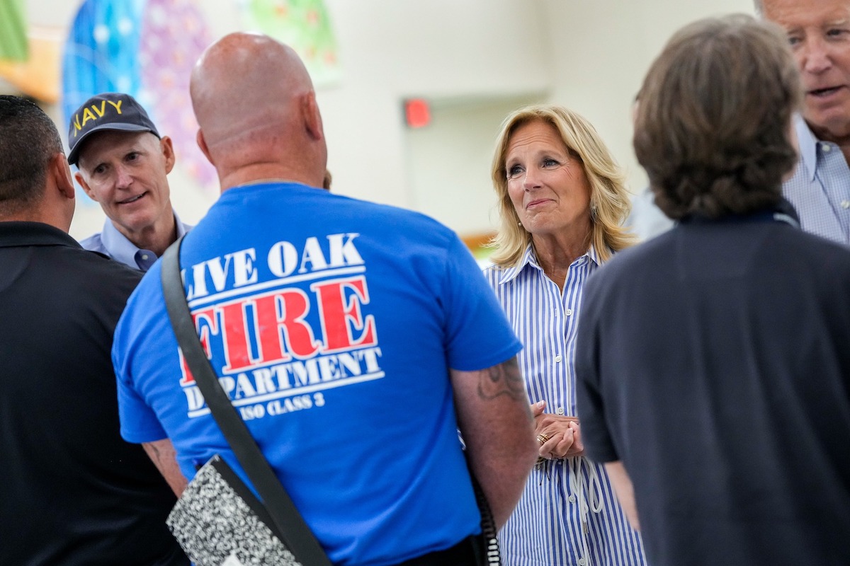 First Lady Jill Biden meets with first responders in Florida