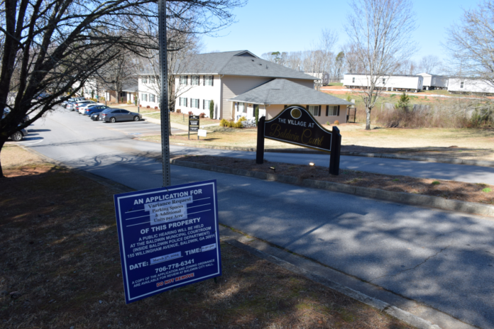 Baldwin Court with zoning notice