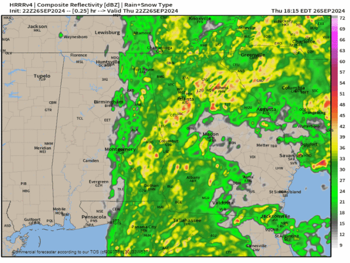 HRRR 3-km Georgia Simulated Radar