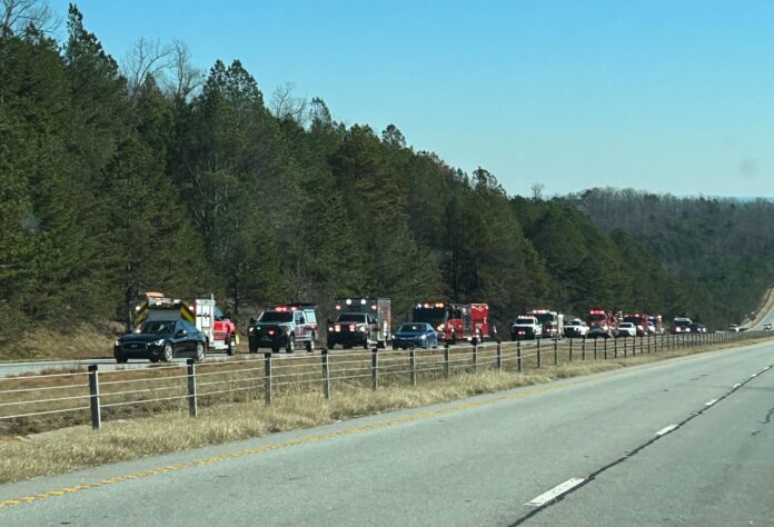 fire along Hwy. 441 in Banks County