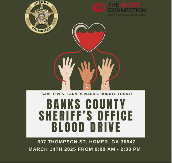 Banks County Sheriff's Office Blood Drive on March 14 - Now Georgia