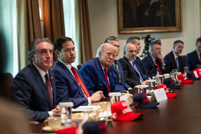 President Trump at Cabinet meeting on Day 100 of his presidency