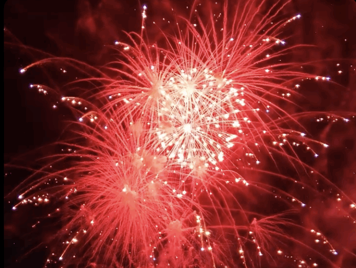 fireworks over Pitts Park