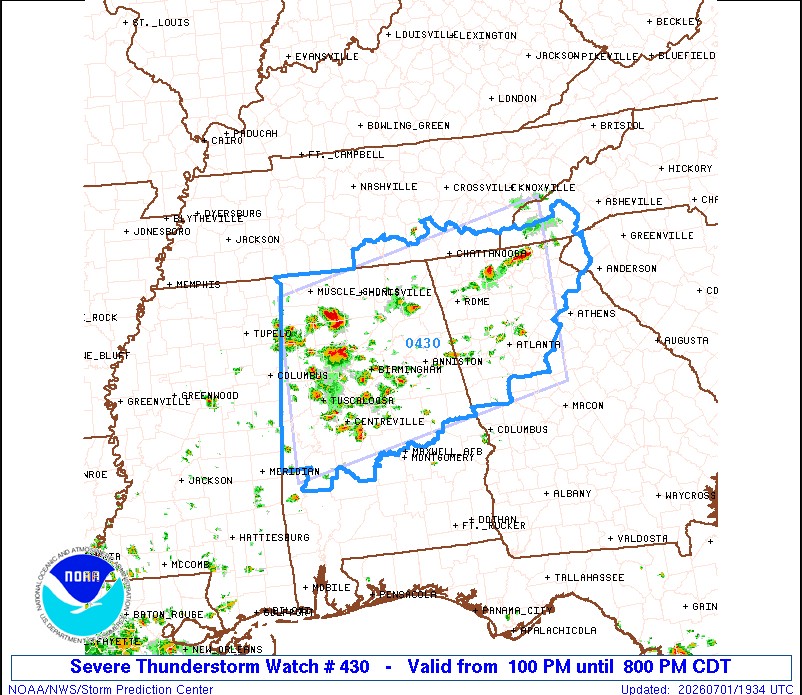Severe Thunderstorm Watch issued for most of North Georgia
