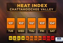 Central Georgia heat index forecast