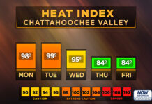Central Georgia heat index forecast