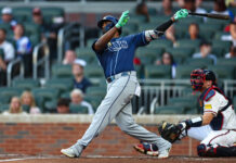 Junior Caminero hits his 39th homer as the Rays beat the Braves 7-1