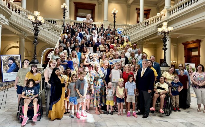 Katy McRae at childhood cancer proclamation