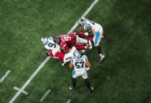 Panthers dominate short-handed Falcons 34-3