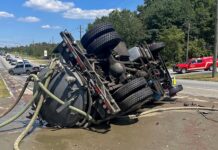 Athens police flush out humor after septic truck overturns